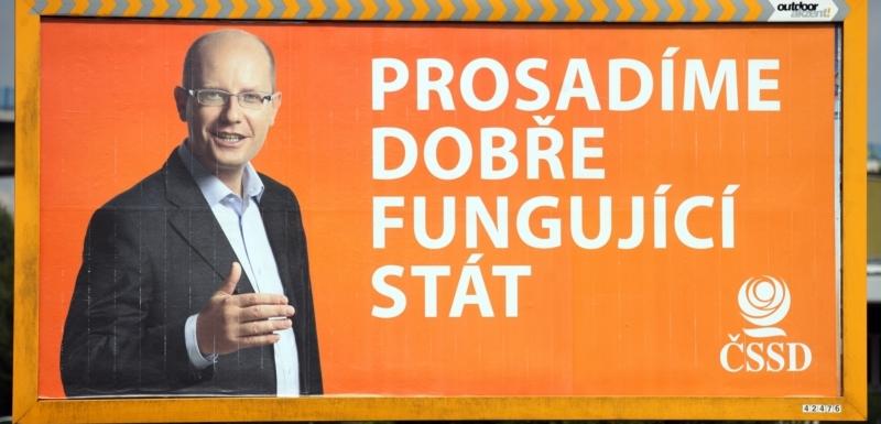 Affiche de campagne du parti ČSSD « Nous allons lutter pour un état qui fonctionne bien ».