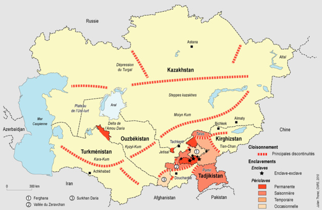 The cult of sovereignty and nationalism superimposed with complex border regulations issued by the USSR has led to multiple enclaves and other territorial divisions. Photo credit : Julien Thorez.